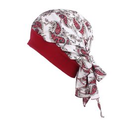 New Girl Pre Tied Bandana Head wrap Chemo Head Hat Hair Cover Sleep Cap Nightcap Turban Ladies Turbante Hair Accessories