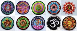 ¡Envío gratis! 10 tipos de yoga lotus retro hippie apliques hierro-en el parche de hierro en adorno apliques, bordado de prendas de vestir Biker DIY