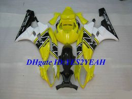 Custom Injection Mould Fairing kit for YAMAHA YZFR6 06 07 YZF R6 2006 2007 YZF600 ABS Yellow white black Fairings set+Gifts YQ16