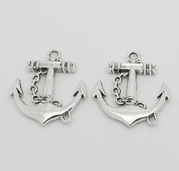 50pcs/lot Metal Love Anchors Charms for DIY vintage Antique silver Jewellery Pendant Charms Makings 30x27mm