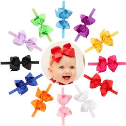 16 Colour Newborn Baby Elastic Headbands Big Bows Girls Grosgrain Ribbon dovetail Head Bands Kids Bowknot Headdress Children Hair Accessories