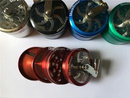 50mm 4layers grinder Zinc alloy hand crank tobacco grinders metal sharp stone grinders Dry Herb Grinders with Transparent top free shipping