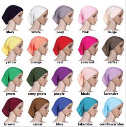 30cm*24cm Islamic Muslim Women's Head Scarf Mercerized Cotton Underscarf Cover Headwear Bonnet Plain Caps Inner Hijabs