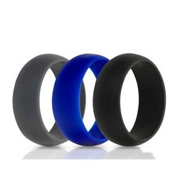 New Silicone Wedding Ring The Flexible Hypoallergenic Silicone O-ring Wedding Band Comfortable Fit Lightweigh Ring For Men Black White Grey