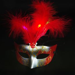 Luminescent Feathered Mask Glittering mask Princess Venetian Half Face mask For Masquerade Cosplay Party Christmas Eve