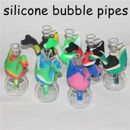 Portable Silicone Water Pipes for Smoking Dry Herb Unbreakable Water Percolator Bong Smoking Oil Concentrate glass bowl smoking dab rigs