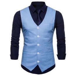 FFXZSJMens Slim Fit Single Breasted Suit Vest 2018  New Formal Dress Business Wedding Vest Waistcoat Men Solid Color Gilet
