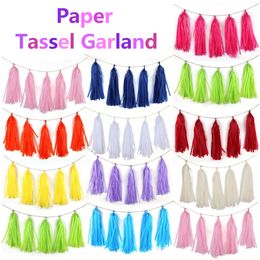 Wholesale-HOT 5 x Tissue Tassel Garland Paper Banner Party Supplies DIY Kits Wedding Bunting Nursery Decor Baby Shower Party Decoration