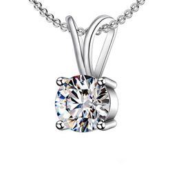 925 white gold chain Canada - Star Defend Love Forever 2Ct Round Synthetic Diamonds Pendant 925 Sterling Silver Pendant White Gold Color Jewelry Free Chain