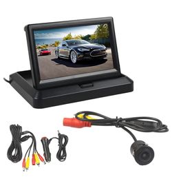 DIYKIT 5inch Foldable TFT LCD Car Monitor HD Rear View Reverse Backup Car Camera Parking System Car Charger
