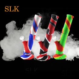 Creative Funny 14'' straight silicone bong Unbreakable Bongs Hookah Silicone Smoking Water Pipes tall glass Bong dab rigs bubblers