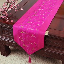 Embroidery Fruit Chinese Satin Fabric Table Runner Rectangular Modern Coffee Table Cloth Runner Wedding Dining Table Mat Placemat 200x33 cm