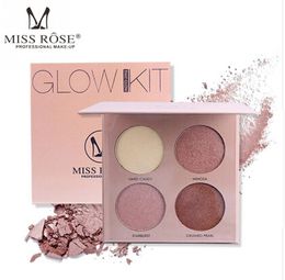 MISS ROSE 4 Colours Makeup Highlighter Palette Contouring Natural Facial Velvety Highlight Face Concealer Eyeshadow Makeup