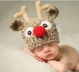 Christmas decoration party supplies Reindeer Antler Santa Hat festival baby beanies hood Cartoon animal infant cap Xmas kids gift