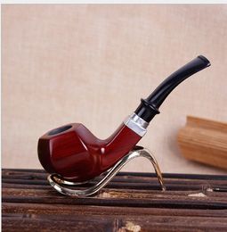 Red Sandalwood Pipe Bend Handle Handmade Tobacco Bucket with 9mm Filter