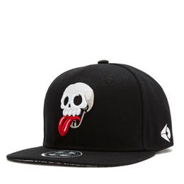 Men Skull Poker Embroidery Snapback Fitted Hat Black Casual Casquette Skeletion Baseball Cap Hat Flat Brim Hiphop Caps Men Trucker Hats