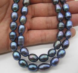 Free Shipping STUNNING 10-13MM TAHITIAN BLACK PEARL NECKLACE 32 INCH