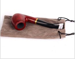 New Hot Vintage Mahogany Bent Handle with Red Sandalwood Wood Ring Filter Pipe Pipe