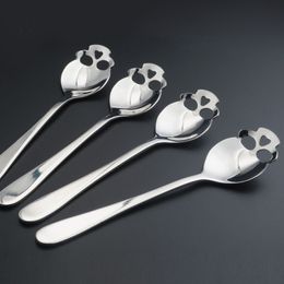 100pcs New Arrive Sugar Skull Tea Spoon Suck Stainless Coffee Spoons Dessert Spoon Ice Cream Tableware Colher Kitchen Accessories DHL