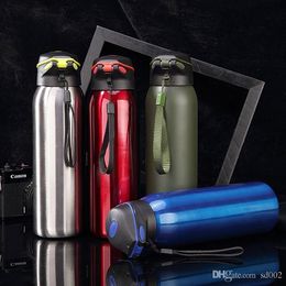 Food Grade Stainless Steel Cup Vacuum Double Lid Straight Cups Outdoor Sports Straw Keep Warm Water Bottle 25yx ff