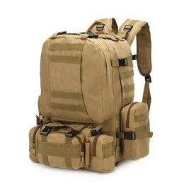 4 In 1 Multifunctional Military Tactical Backpack 50L 600D Oxford Camouflage Hiking Backpack Waterproof Sport Climbing Bag Kids Travel Bags