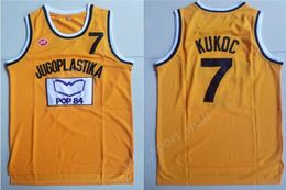 -Homens Moive Toni Kukoc Jersey 7 Amarelo Basketball Juglastika Split Pop Jerseys All Stitched for Sport Fans Respirável frete grátis