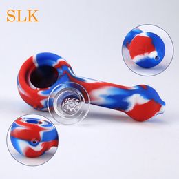 wholesale new mini silicone smoking pipes glass oil burner silicone bong smoke filter tobacco smoking water pipe 420 Smoking accessories