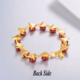 Bracelet Red Rose Flowers Gold Colour Wrist Chain Charm Christmas Gift For Women Fashion New Hot Jewellery Bracelets Wholesale