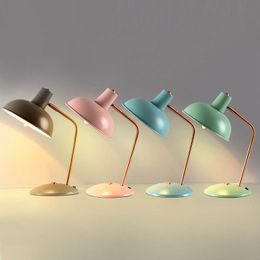 Modern Bedroom Bedsides Table Lamp Painted Metal Lampshade Study Room Desk Lamps Recreation Reading Lighting Fixture
