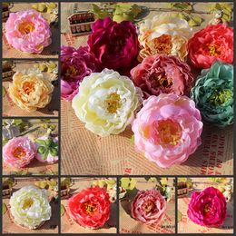 120pcs 14cm Artificial Flowers For Wedding Decorations Silk Peony Flower Heads Party Decoration Flower Wall Wedding Backdrop White Peony