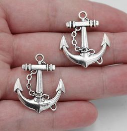 100Pcs alloy Metal Anchor Charms Antique silver Charms Pendant For necklace Jewelry Making findings 31x27mm