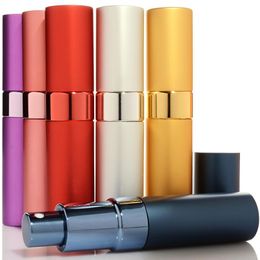 New 15ML Empty Lipstick Shape Rotary Type Aluminum Glass Perfume Spray Bottle Cosmetic Packaging Container LX2405