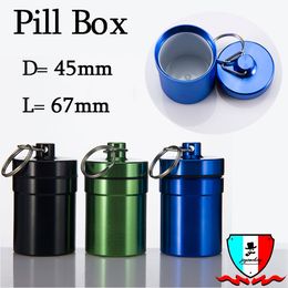 Pill Box Hot Waterproof Aluminium Medicine Smoking Accessories Pill Box Case Bottle Cache Holder Keychain Container Multicolor High Quality