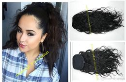 New wet and Wavy Human Hair Pony tail Hair Extenions Clip in women Virgin Brazilian Human Hair Ponytails Wavy hairpiece 120g 1b