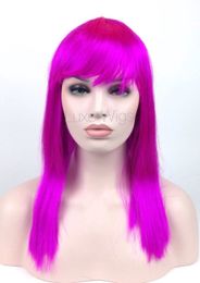 Fashion Wig cosplay women's purple pink synthetic Long Wavy Hair Wigs