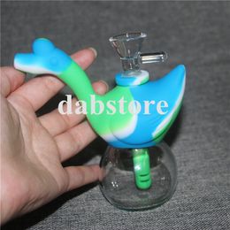 Portable Hookah Silicone Water Pipes for Dry Herb Unbreakable Water Percolator Silicone Bongs Smoking Oil Rigs Water Pipes free shopping