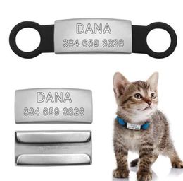 Personalised Slide-On Cat Dog ID Tags Stainless Steel No Noise Pet Cat Collar Tags