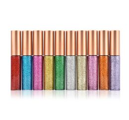 10pcs/set Eyeliner Glitter Make Up Liner Waterproof Shimmer Pigment Silver Gold Metallic Liquid Maquiagem Glitters Eyeliner