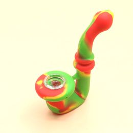 newest Silicone Smoking Pipe Unbreakable Percolator Bong PK Twisty Glass Blunt Oil Burner Pipes Dry Herb Tobacco Vaporizer Pen free shipping