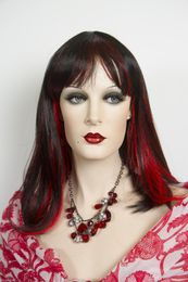 Fashion Long cosplay women's Dark Red Wavy Hair Wigs