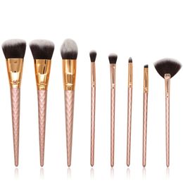 8 Pcs/set Rose Gold Makeup Brushes Set Foundation Powder blush Brush Eye Shadow eyebrow make up brush Cosmetic Brush Blending Kits