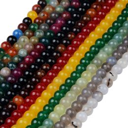 8mm 14 Colours Agates Natural Stone Beads Black Semi-precious Stone loose DIY Beads Necklace Bracelet Jewellery making 4/6/8/10/12
