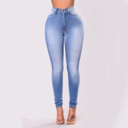 Women Skinny Slim Pencil Jeans Female Plus Size S-3X Big Hip Pants Lady Mid Waist Elasticity Causal Trousers Girl Outwear Bottom