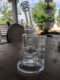 8 Inch Klein glass Bong Klein Oil Rigs vortex Dab Rigs Glass Recycler Water pipe joint size 14.4mm ball rigs seed of life copy perc bong