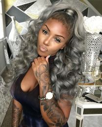 Body wavy grey pony tail hair piece clip in wet wavy gray silver ponytail puff hair extension 120g 140g
