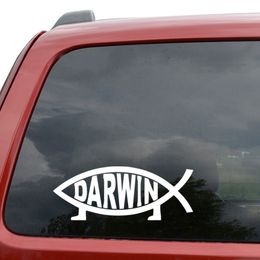 Estilo do carro Para Darwin Jesus Peixe Meme Car Window Decor Vinyl Decal Adesivo-6 "Wide Branco