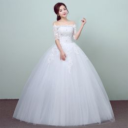 Luxury Wedding Dress 2018 New Arrival Summer Fashion Princess Lace Embroidery Half Sleeve China Bridal Gowns Vestido Noiva