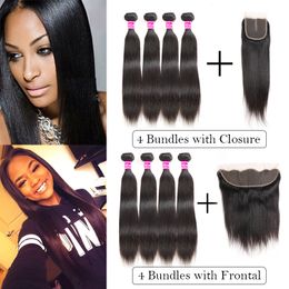 New Arrivals Maiaysian Straight Human Hair Bundles With Lace Closure Ear To Ear Frontal Raw Indian Brazilian Peruvian Virgin Hair Vendors