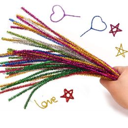 glitter pipes Australia - Glitter Twist Wire Pipe Cleaner DIY Montessori Materials Chenille Plush Toy Educational Toys for Children Kids Home Decor Crafts