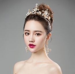 Bridal crown ornament gold air hoop wedding Baroque Wang Guanfa accessories